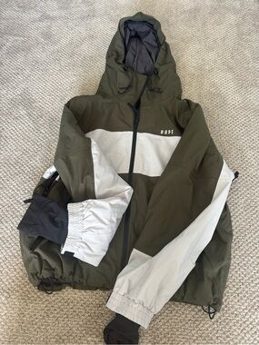 DOPE Olive Green & White Hooded Windbreaker